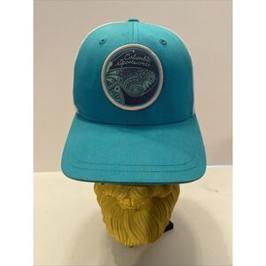 Columbia‎ Sportswear Teal Trucker Hat Size Small Snap Back Butterfly Patch